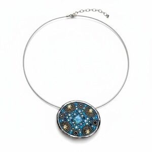 Orit Schatzman 925 Sterling Opal Mosaic Swarovski Crystal Pendant Necklace